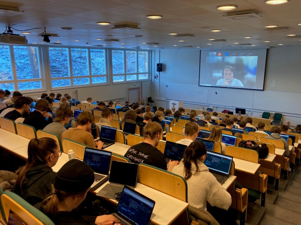 Picture from the classroom; students participating in the AmplifyME simulation